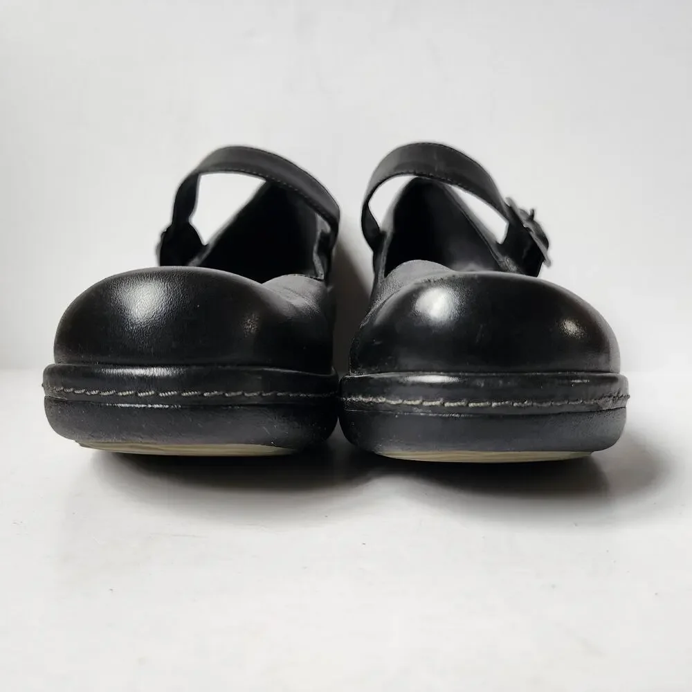 ECCO Shoes Womens Size 37 EU 6.5 US Clogs Mary Jane Wedge Black Leather Buckle - Picture 4 of 11